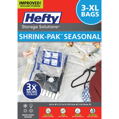 Shrink-Pak Space Bags Vacuum Storage Bags for Bedding Jumbo Compression 3 Pack Clear for Comforters Blankets (3 Jumbo/Bedding Solo)