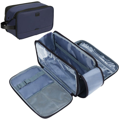 ZEEMO Travel Toiletry Bag for Men, Full Open Dopp Kit with Dual Compartment