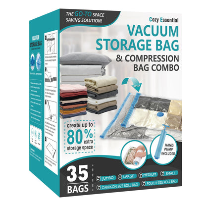 12 Jumbo Vacuum Storage Bags for Blankets & Bedding, Space Saver Bags