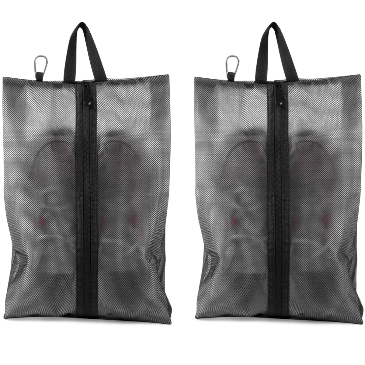 2 Pack Shoe Bags for Travel, Sneaker Bags, Waterproof Travel Shoe Bags with Zipper for Packing, Golf Shoe Dust Bags for Man and Women, Medium, Black