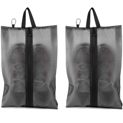2 Pack Shoe Bags for Travel, Sneaker Bags, Waterproof Travel Shoe Bags with Zipper for Packing, Golf Shoe Dust Bags for Man and Women, Medium, Black