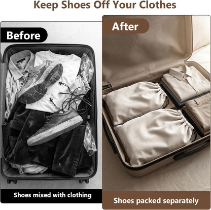 6 PCS Flannel Cloth Shoe Bags for Travel & Packing for Women & Men