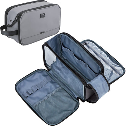 ZEEMO Travel Toiletry Bag for Men, Full Open Dopp Kit with Dual Compartment