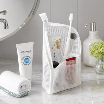 Portable Polyester Mesh Toiletry Bag - Multifunctional Cosmetic Pouches with Multi-Compartment, Independent Toothbrush Slot, Reinforced Zip, Quick-Dry Travel Beauty Bag for Gym, Business Trip (Unisex) by Sohochic