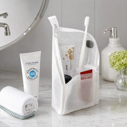 Portable Polyester Mesh Toiletry Bag - Multifunctional Cosmetic Pouches with Multi-Compartment, Independent Toothbrush Slot, Reinforced Zip, Quick-Dry Travel Beauty Bag for Gym, Business Trip (Unisex) by Sohochic