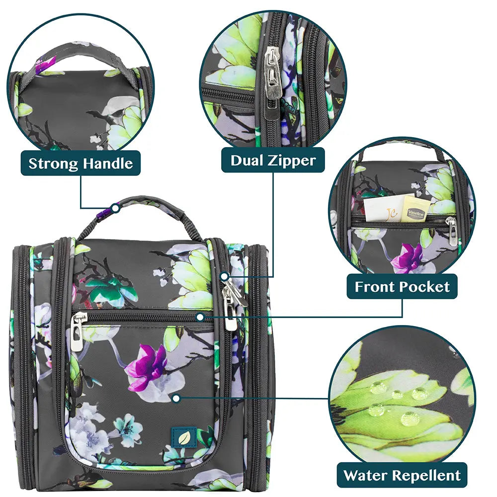 PAVILIA Toiletry Bag Travel Bag for Women Men, Hanging Cosmetic Organizer, Water Resistant Makeup Bag for Accessories Toiletries, Large Travel Essentials Kit