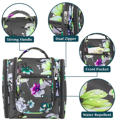 PAVILIA Toiletry Bag Travel Bag for Women Men, Hanging Cosmetic Organizer, Water Resistant Makeup Bag for Accessories Toiletries, Large Travel Essentials Kit