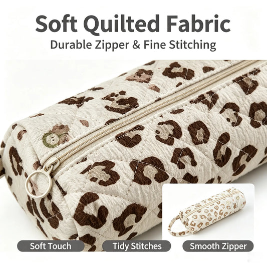 Quilted Multi‑Purpose Storage Bag, Portable Zipper Cosmetic Makeup Pouch with Handle, Large Capacity Travel Toiletry Organizer for Bathroom Office