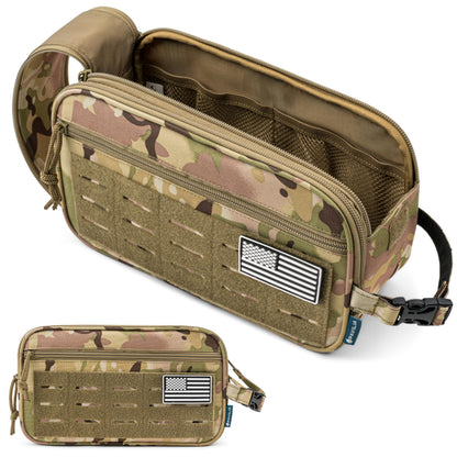 PAVILIA Tactical Toiletry Bag Men, Water Resistant Molle Military, Olive