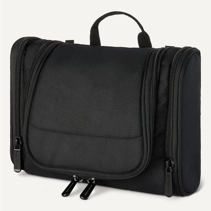 Amazon Essentials Spacious Toiletry Bag, Hanging Cosmetic Dopp Kit with Multiple Compartments, Durable Polyester, Large Capacity Storage, Compact Design, Black (Previously Amazon Basics)