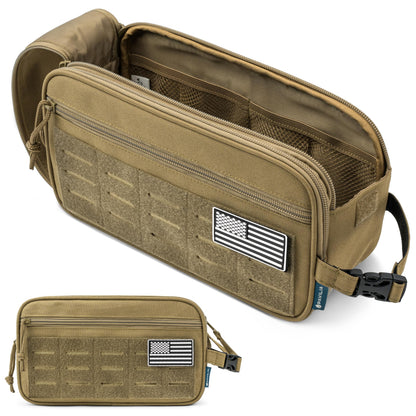 PAVILIA Tactical Toiletry Bag Men, Water Resistant Molle Military, Olive