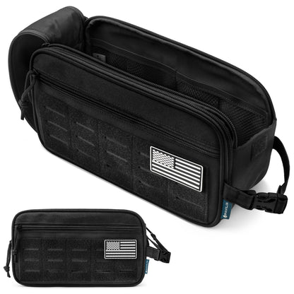 PAVILIA Tactical Toiletry Bag Men, Water Resistant Molle Military, Olive