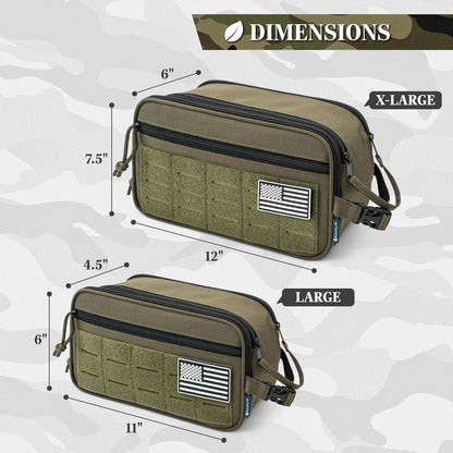 PAVILIA Tactical Toiletry Bag Men, Water Resistant Molle Military, Olive