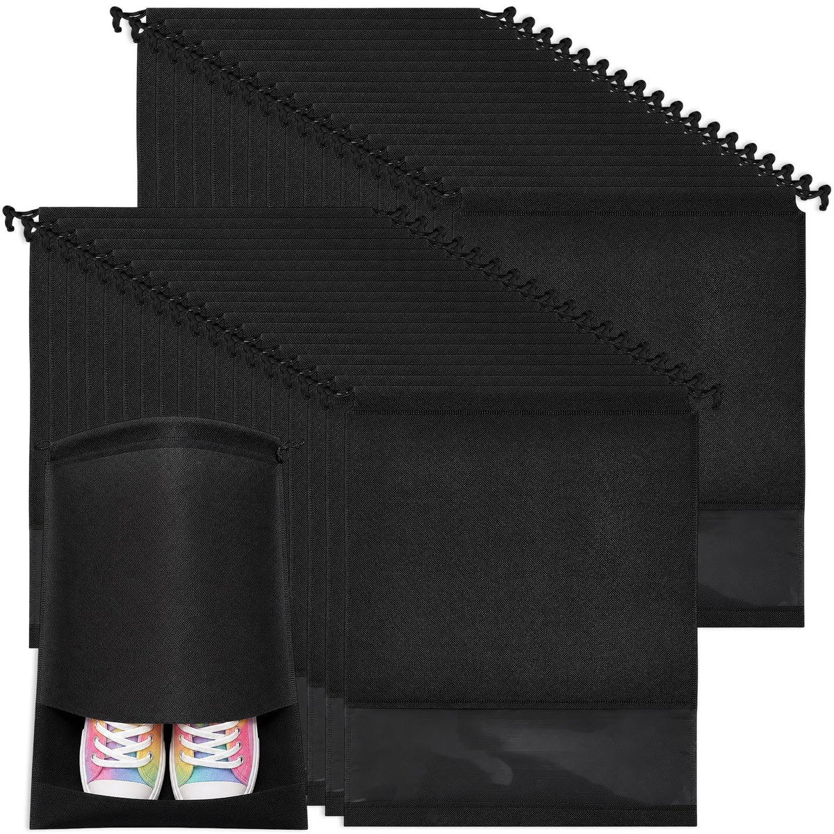 MEEZY 12 Pcs Black Shoe Bags for Travel Storage Packing Sneakers Beach