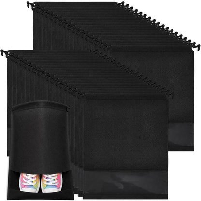 MEEZY 12 Pcs Black Shoe Bags for Travel Storage Packing Sneakers Beach