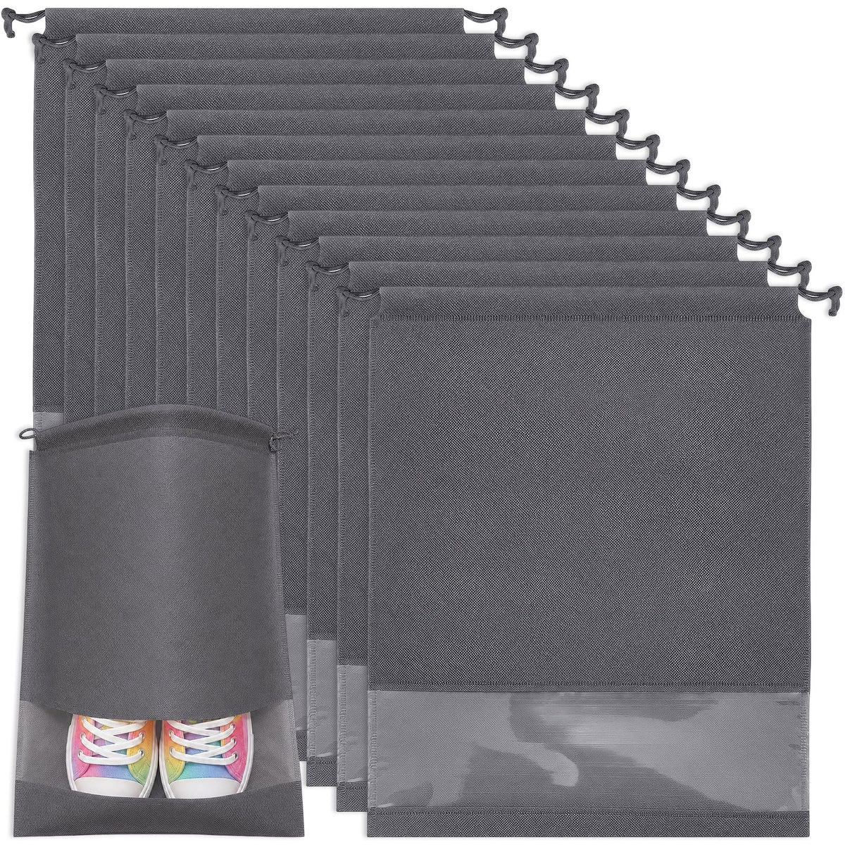 MEEZY 12 Pcs Black Shoe Bags for Travel Storage Packing Sneakers Beach