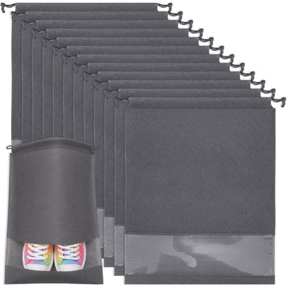 MEEZY 12 Pcs Black Shoe Bags for Travel Storage Packing Sneakers Beach