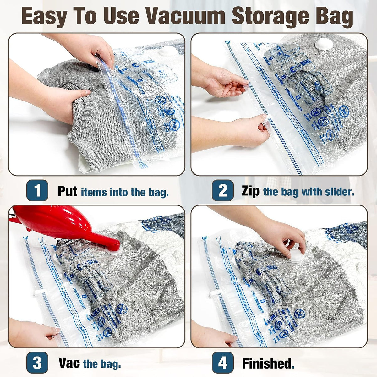 10 Jumbo Vacuum Storage Bags for Bedding, Vacuum Seal Bags for Clothing