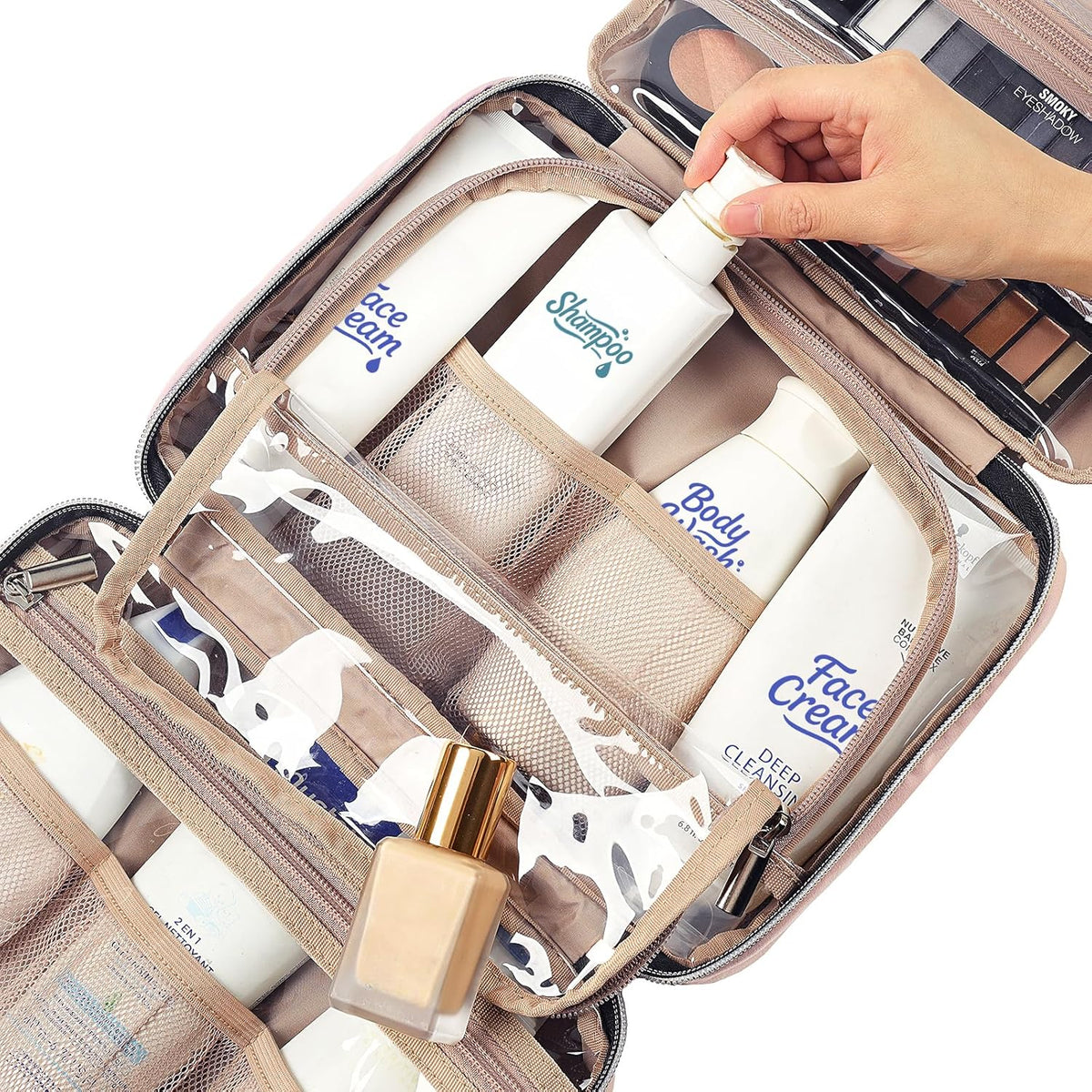 NISHEL Travel Toiletry Bag for women, Portable Hanging makeup Organizer