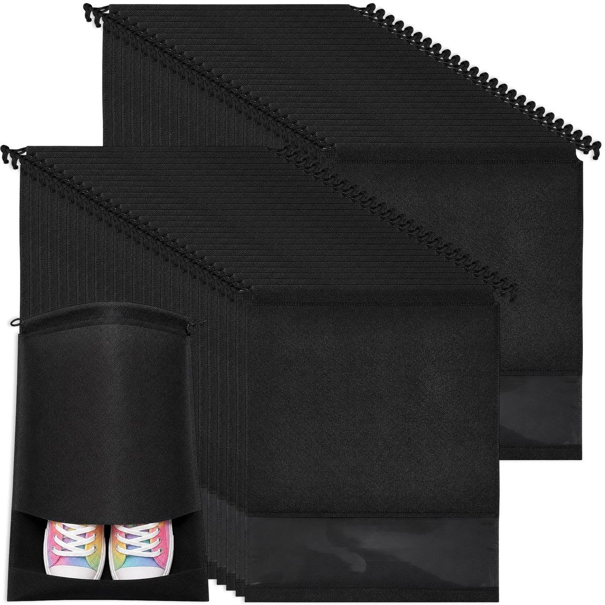 MEEZY 12 Pcs Black Shoe Bags for Travel Storage Packing Sneakers Beach