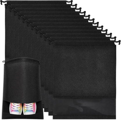 MEEZY 12 Pcs Black Shoe Bags for Travel Storage Packing Sneakers Beach