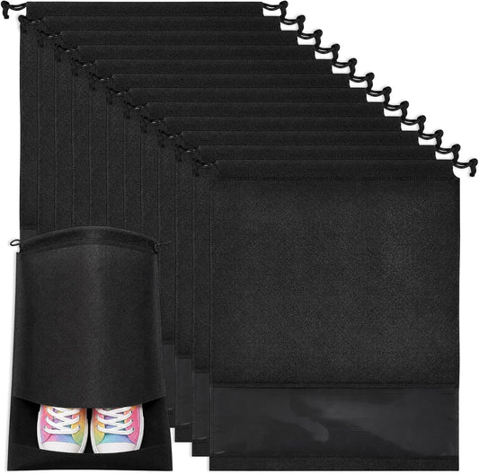 MEEZY 12 Pcs Black Shoe Bags for Travel Storage Packing Sneakers Beach