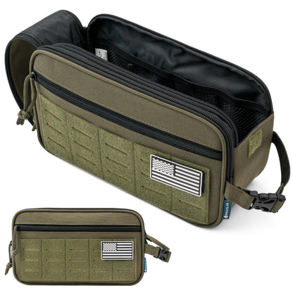 PAVILIA Tactical Toiletry Bag Men, Water Resistant Molle Military, Olive