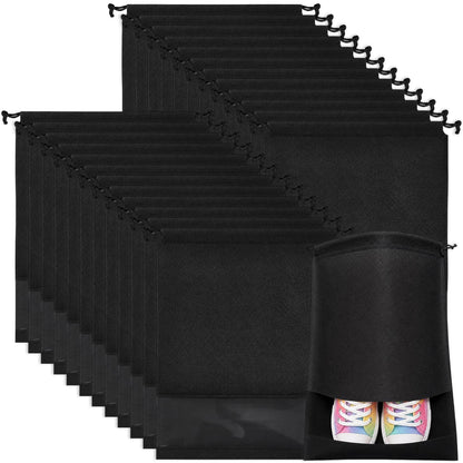 MEEZY 12 Pcs Black Shoe Bags for Travel Storage Packing Sneakers Beach