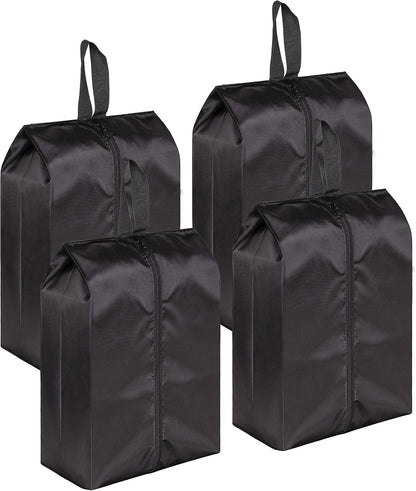 MISSLO Portable Nylon Travel Shoe Bags with Zipper Closure (Pack 4, Black)