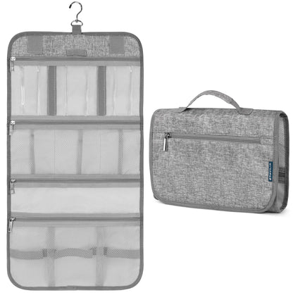 PAVILIA Hanging Toiletry Bag Men Women, Travel Kit Foldable Large Toiletries Organizer, Roll up Cosmetics Makeup Bag Accessories, Waterproof Essentials Dopp Case