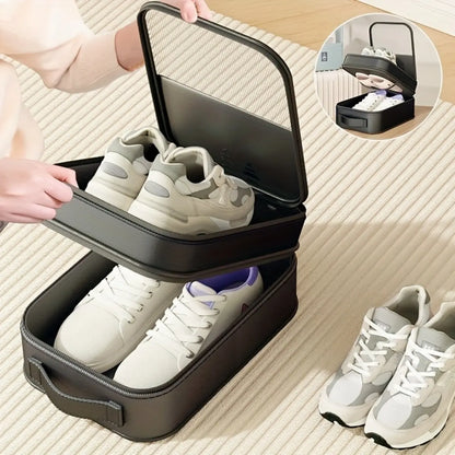 Travel Shoe Storage Organizer Bag, Large Capacity 3-Pair Hold with Dustproof PVC Cover, Breathable Fabric, and Handle