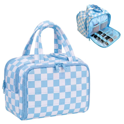 Checked Travel Toiletry Bag, Spacious Checkered Toiletry Bag for Women,Large Toiletry Bags for Traveling,Lightweight Travel Cosmetic Makeup Bag Organizer for Accessories,Toiletries