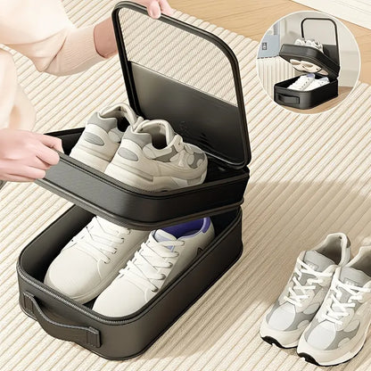 Travel Shoe Storage Organizer Bag, Large Capacity 3-Pair Hold with Dustproof PVC Cover, Breathable Fabric, and Handle