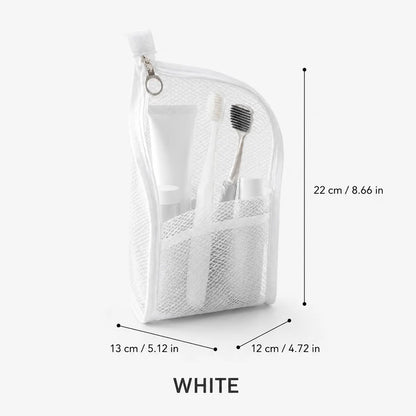 Mesh Zipper Toiletry Storage Pouch, Multi-Pocket Travel Cosmetic Organizer Bag, Breathable Bathroom Counter Storage for Toiletries, Makeup & Daily Essentials