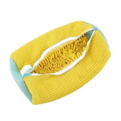 Machine Washable Shoe Washing Bag with Soft Chenille Microfiber, Reusable Sneaker Laundry Bag with Zipper & Breathable Mesh, Protective Shoe Wash Bag for Washing Machine