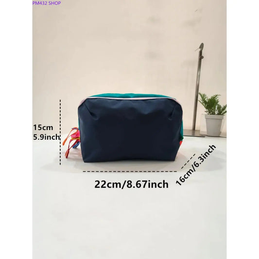 Multi-Use Large Capacity Travel Organizer Bag – Color Block Plaid Toothbrush Case, Geometric Aesthetic Portable Storage Pouch for Cosmetics, Toiletries & Daily Travel Essentials