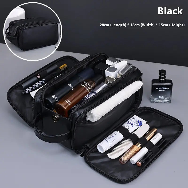 BIGWIG Men's Toiletry Bag Durable PU Leather Water-Resistant Shaving Dopp Kit, Travel Grooming Organizer, Spacious Portable Men's Accessory Gift for Him, Boyfriend, Dad on Valentine's Day & Father's Day