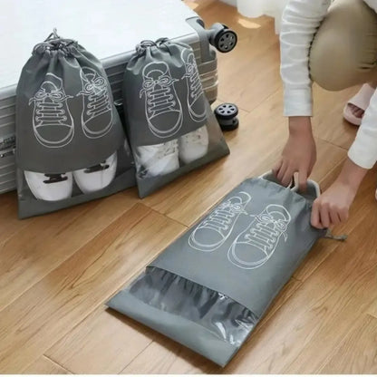 5 Pack Transparent Unisex Adults' Portable Sports Shoe Bags with Secure Zipper - Compact Shoe Storage Organizer, Easy Identification, Space-Saving for Travel, Commuting