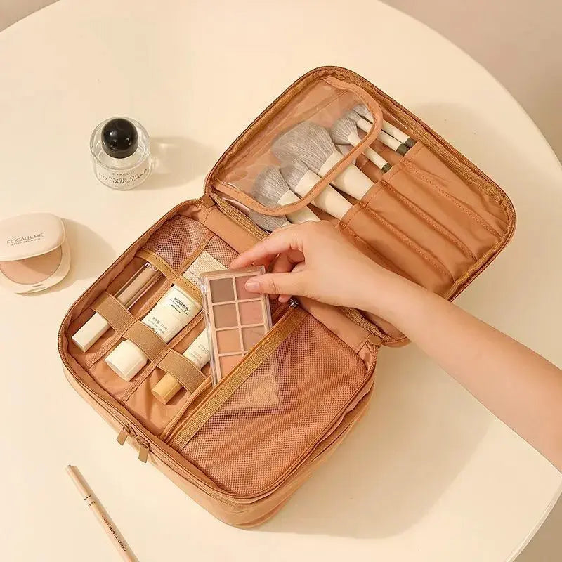 Waterproof Oxford Toiletry Bag with Divider, Y2K Portable Large Capacity Makeup Organizer for Women