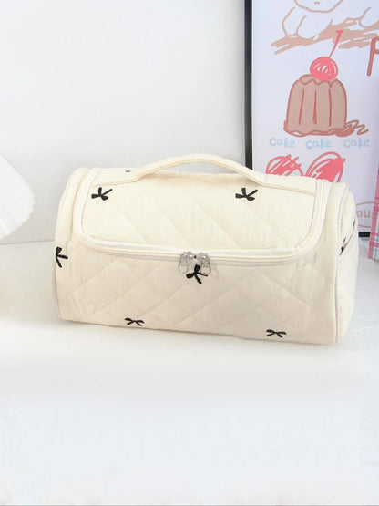 Large Capacity Quilted Cosmetic & Hair Dryer Organizer Bag, Portable Travel Essentials Toiletry Storage Case with Multi-Pockets, Makeup Organizer Pouch, Travel Cosmetic Bags, Cosmetics Bag