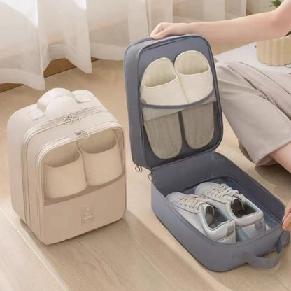 Travel Shoe Storage Organizer Bag, Large Capacity 3-Pair Hold with Dustproof PVC Cover, Breathable Fabric, and Handle