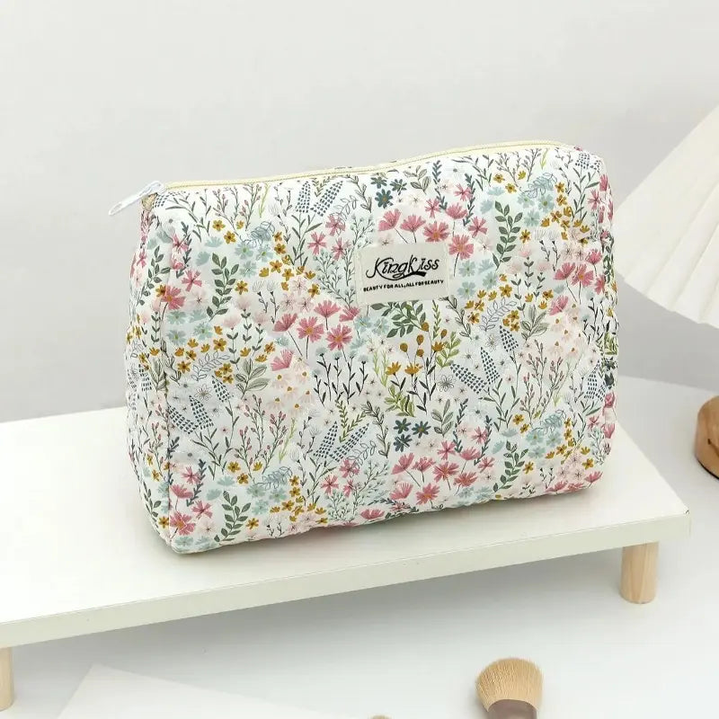 3‑Pack Floral‑Pattern Makeup Bag Set, Large‑Capacity Zipper Travel Cosmetic Pouches, Portable Makeup Organizer for Toiletries