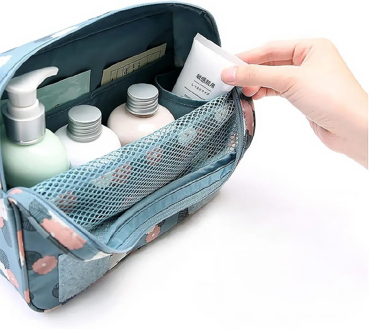 Kono Travel Hanging Toiletry Wash Bag Men & Women, Waterproof Multifunctional Toiletries Makeup Cosmetic Bags with Hanging Hook, Women’s Cosmetic Bag for Full Sized Container