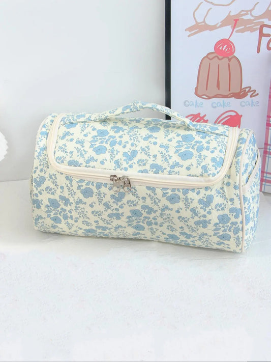 Large Capacity Quilted Cosmetic & Hair Dryer Organizer Bag, Portable Travel Essentials Toiletry Storage Case with Multi-Pockets, Makeup Organizer Pouch, Travel Cosmetic Bags, Cosmetics Bag