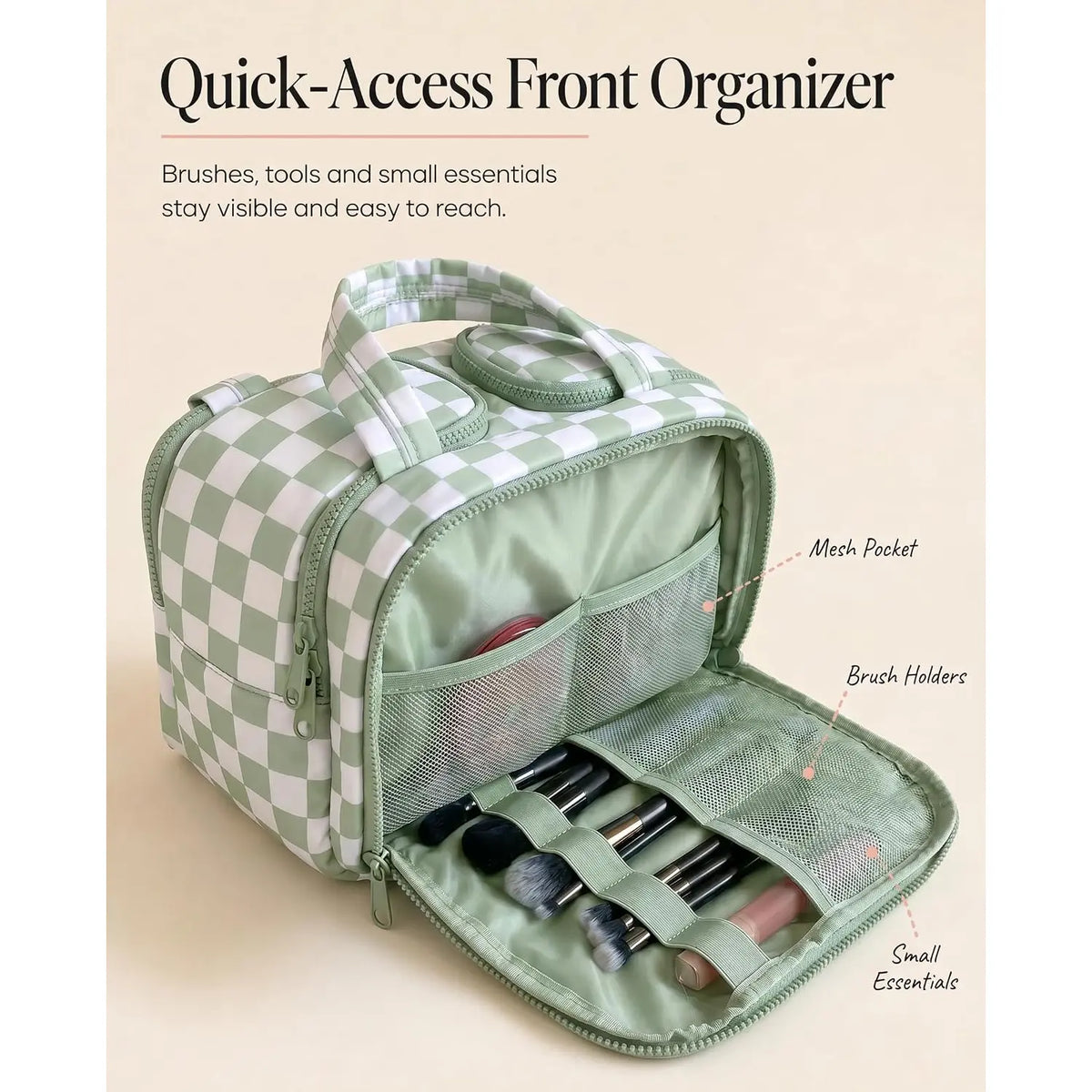 Checked Travel Toiletry Bag, Spacious Checkered Toiletry Bag for Women,Large Toiletry Bags for Traveling,Lightweight Travel Cosmetic Makeup Bag Organizer for Accessories,Toiletries
